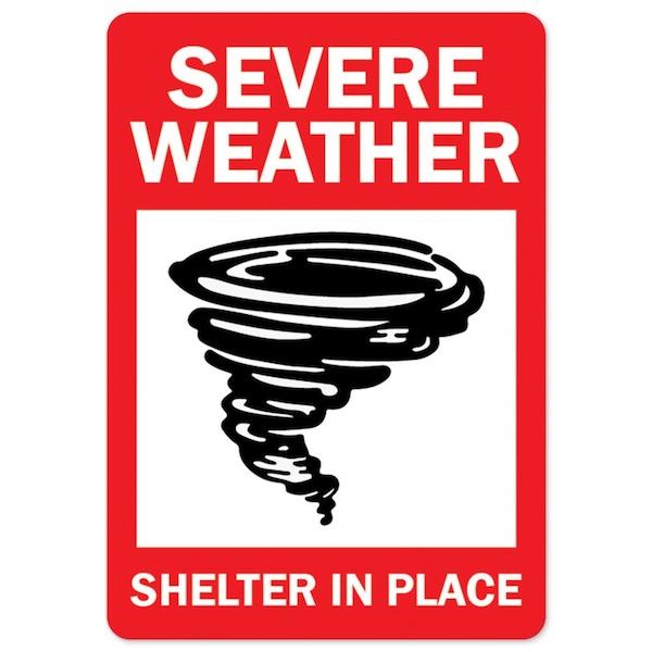 Public Safety, 48" Height, Peel And Stick Wall Graphic, 36" x 48", Severe Weather Shelter In Place